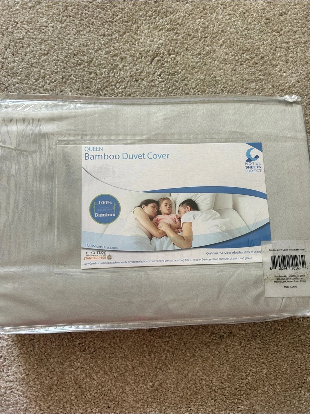 Queen Bamboo Duvet Cover - Light Gray